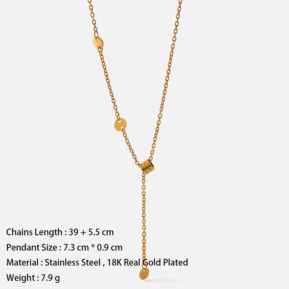 Wholesale Simple Style Geometric Stainless Steel 18k Gold Plated Pendant Necklace display picture 6