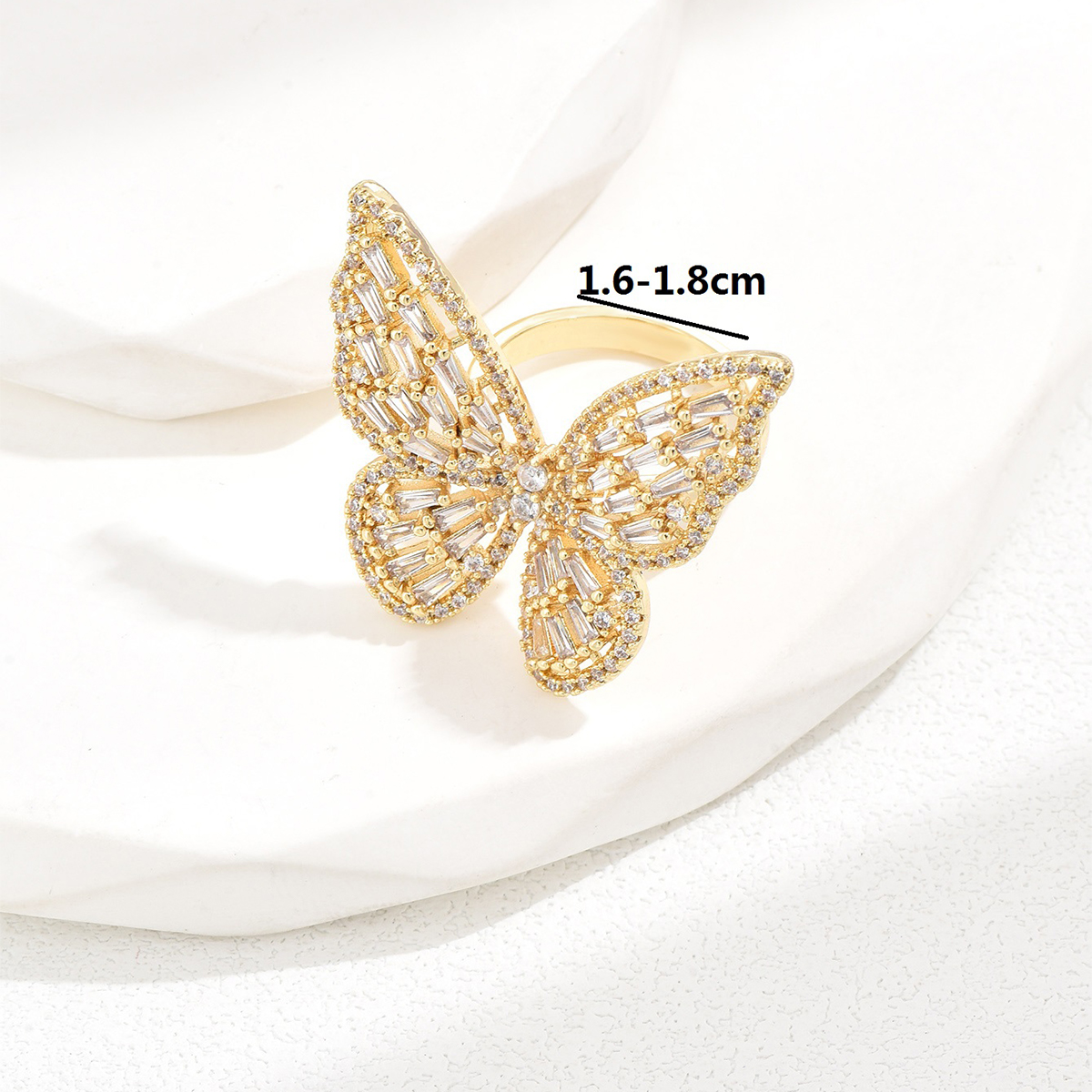 Luxueux Romantique Brillant Papillon Le Cuivre Zircon Anneaux En Masse display picture 5