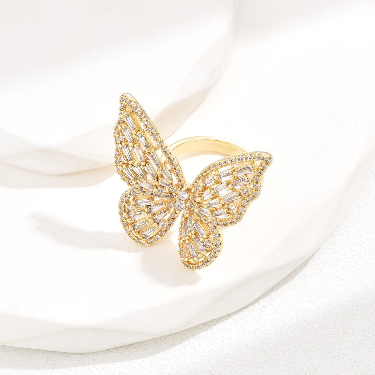 Luxurious Romantic Shiny Butterfly Copper Zircon Rings In Bulk display picture 3
