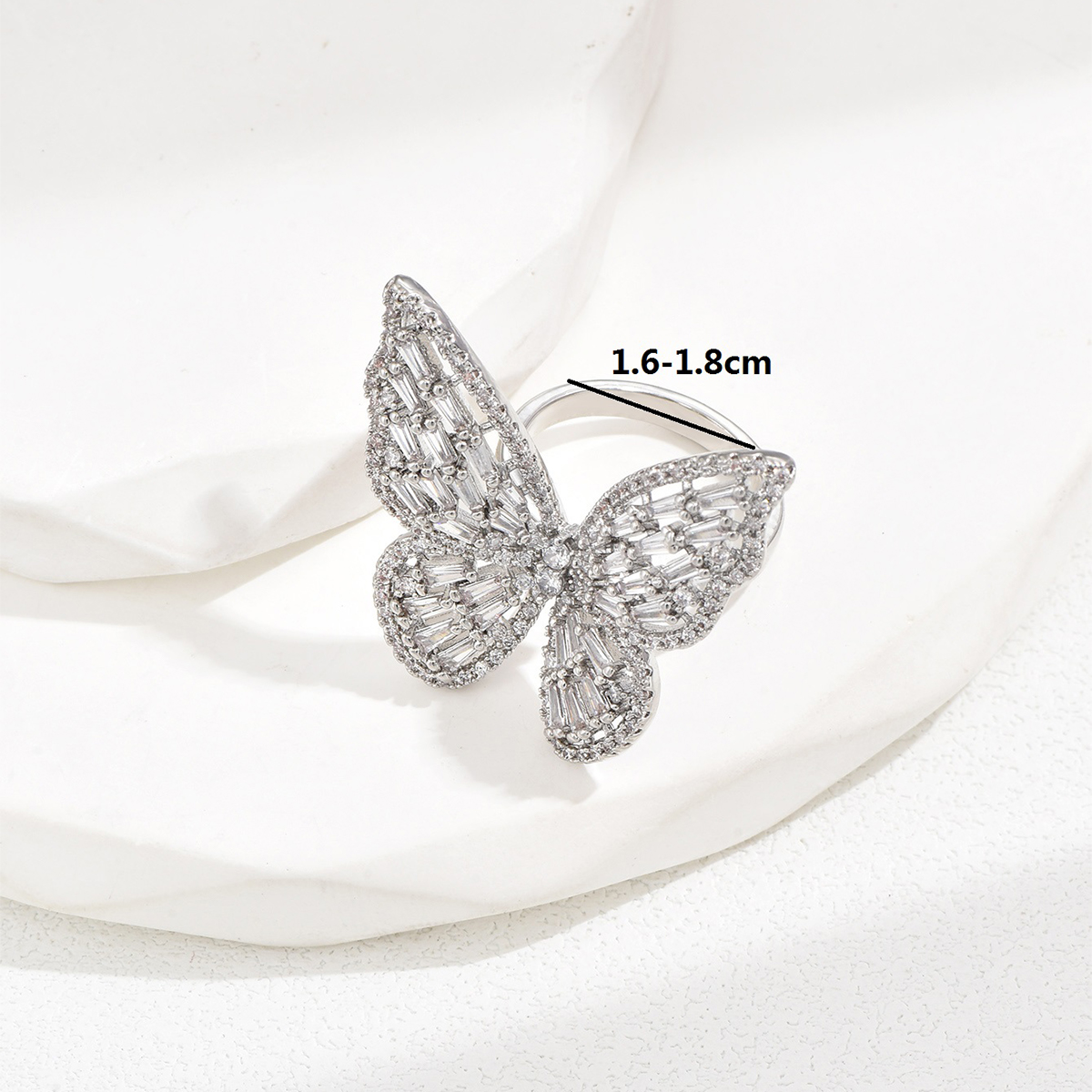Luxuriös Romantisch Glänzend Schmetterling Kupfer Zirkon Ringe In Masse display picture 10