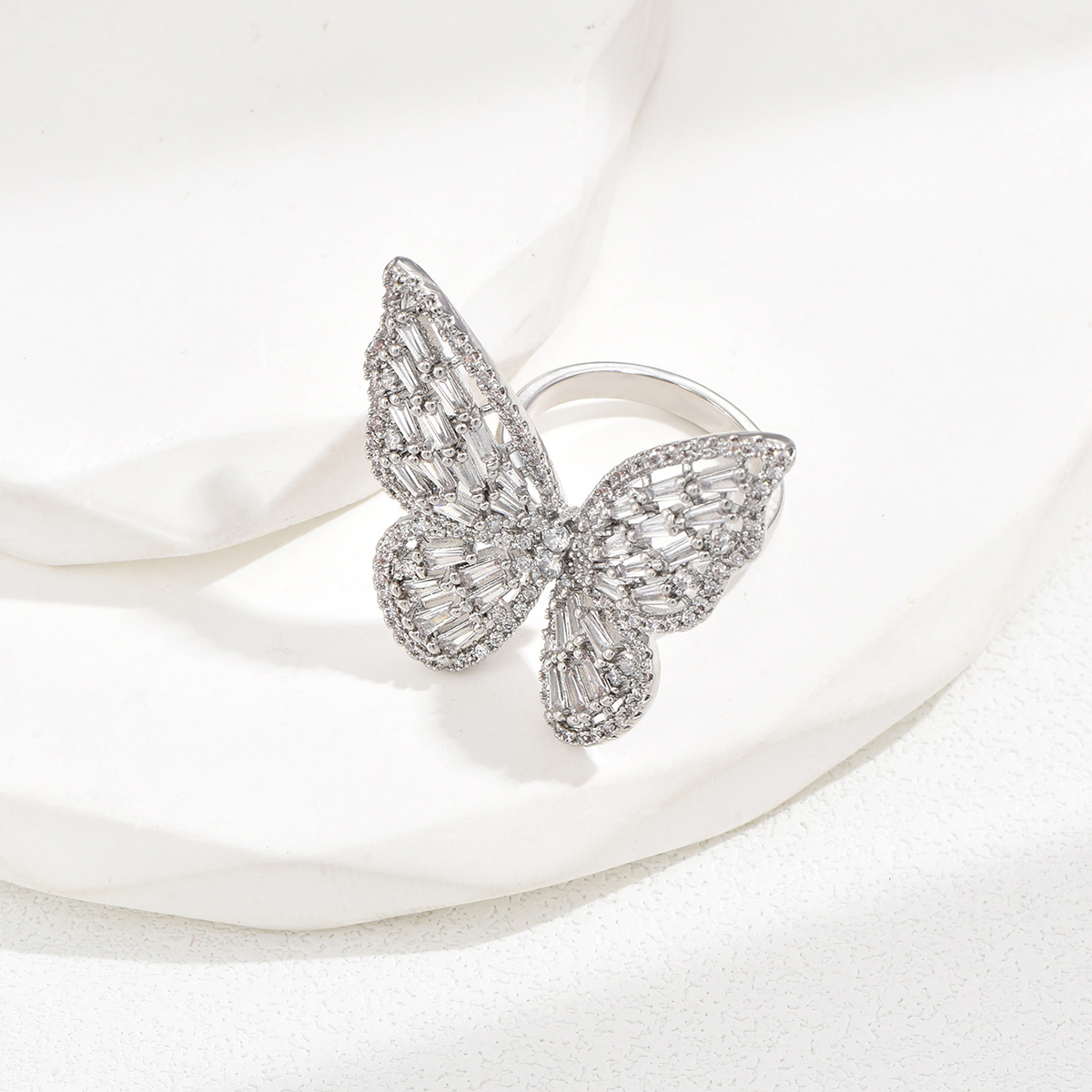 Luxurious Romantic Shiny Butterfly Copper Zircon Rings In Bulk display picture 8