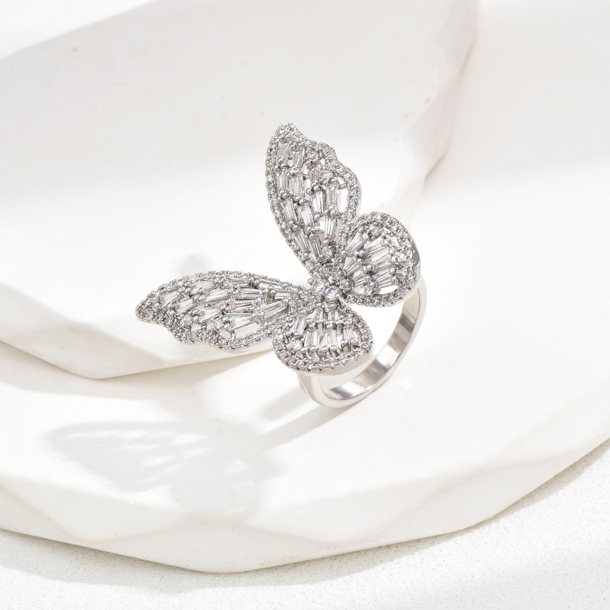 Luxurious Romantic Shiny Butterfly Copper Zircon Rings In Bulk display picture 7