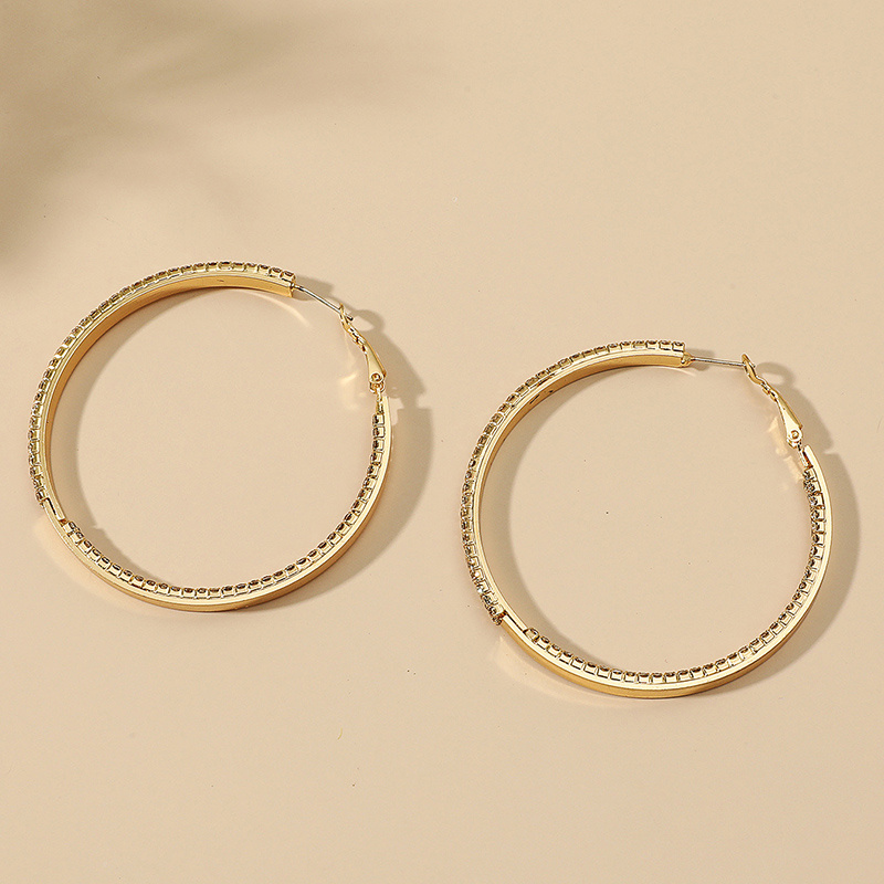 1 Pair Exaggerated Circle Copper Inlay Glass Hoop Earrings display picture 4