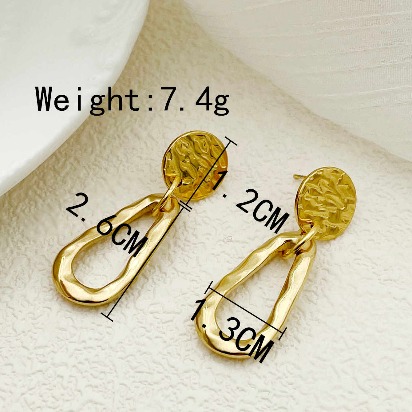 1 Pair Simple Style Commute Round Water Droplets Polishing Plating 304 Stainless Steel 14K Gold Plated Drop Earrings display picture 3