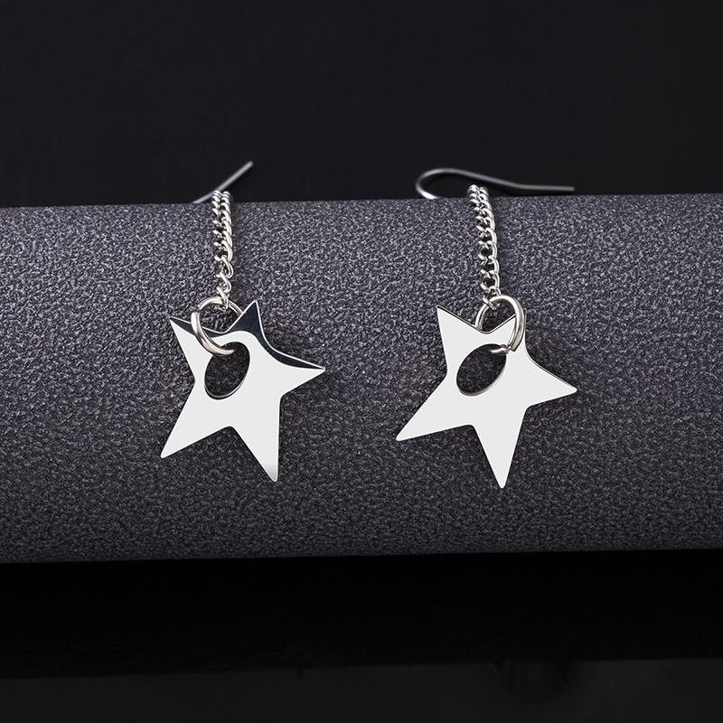 304 Stainless Steel Simple Style Plating Pentagram Earrings Necklace display picture 7