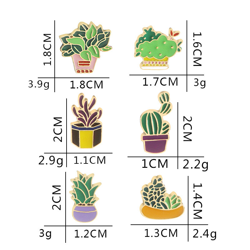 Cartoon Style Cactus Plant Alloy Stamping Stoving Varnish Plating Kid's Women's Brooches display picture 5