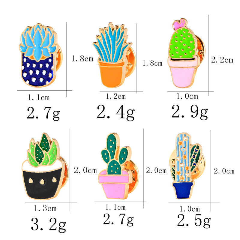 Cartoon Style Cactus Plant Alloy Stamping Stoving Varnish Plating Kid's Women's Brooches display picture 6