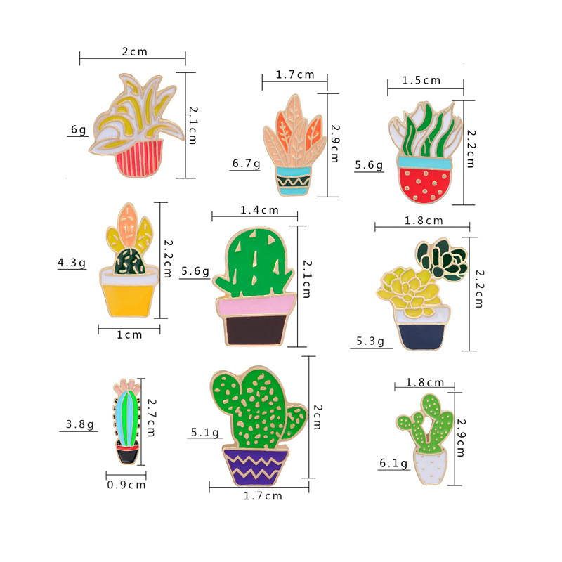 Cartoon Style Cactus Plant Alloy Stamping Stoving Varnish Plating Kid's Women's Brooches display picture 7