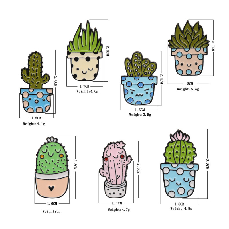 Cartoon Style Cactus Plant Alloy Stamping Stoving Varnish Plating Kid's Women's Brooches display picture 8