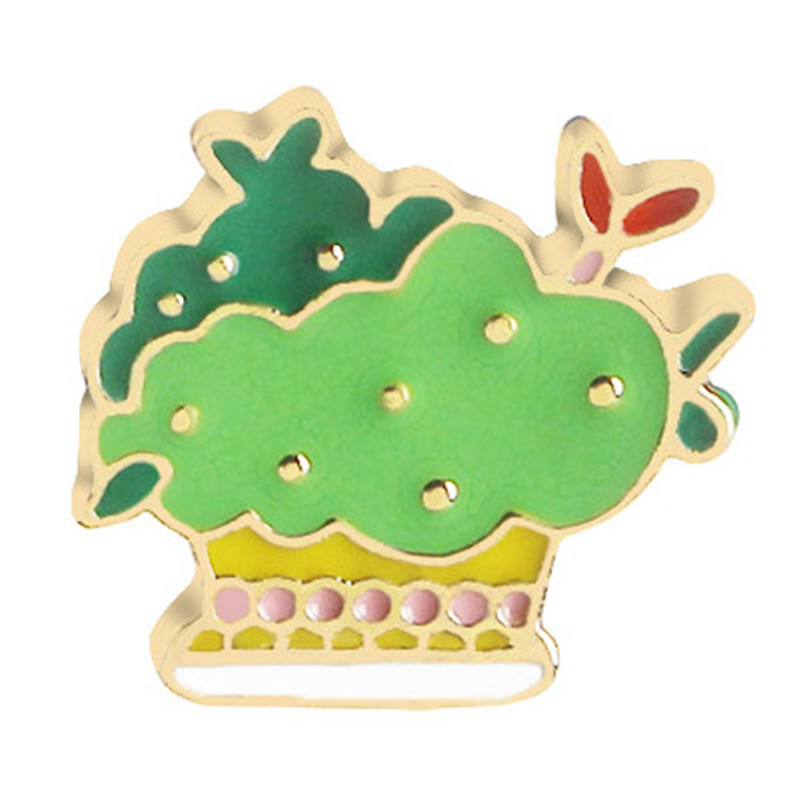 Cartoon Style Cactus Plant Alloy Stamping Stoving Varnish Plating Kid's Women's Brooches display picture 21