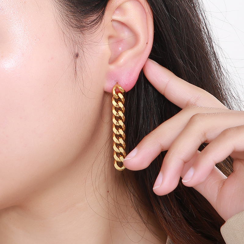 1 Pair Hip-Hop Geometric Plating Stainless Steel 18K Gold Plated Drop Earrings display picture 5