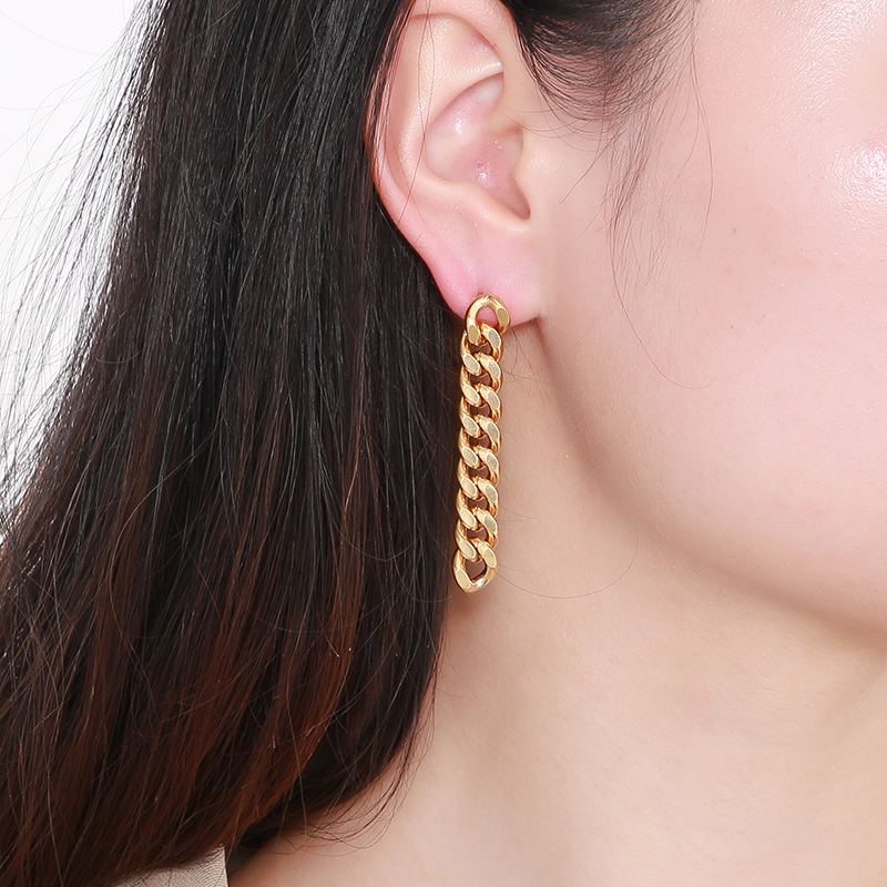 1 Pair Hip-Hop Geometric Plating Stainless Steel 18K Gold Plated Drop Earrings display picture 7