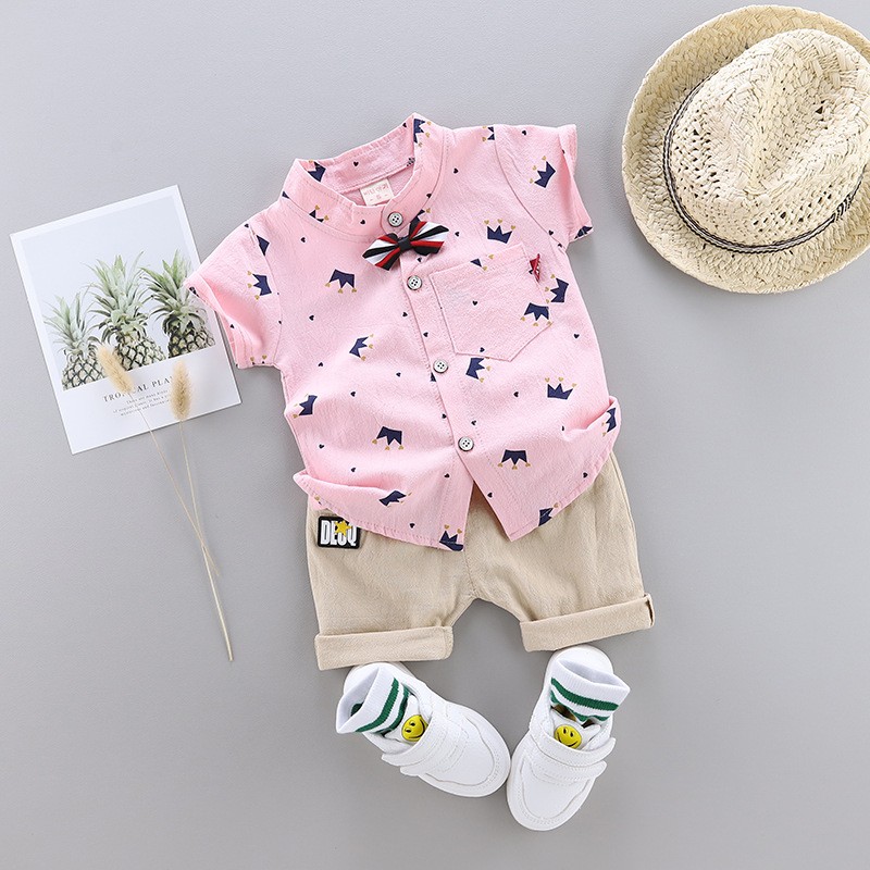 Casual Crown Cotton Boys Clothing Sets display picture 3