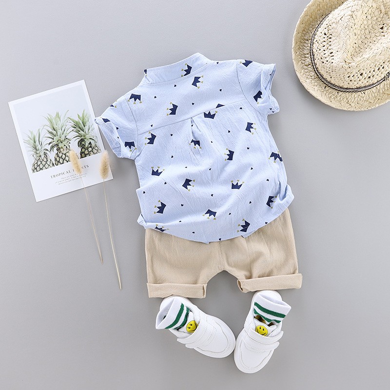 Casual Crown Cotton Boys Clothing Sets display picture 5