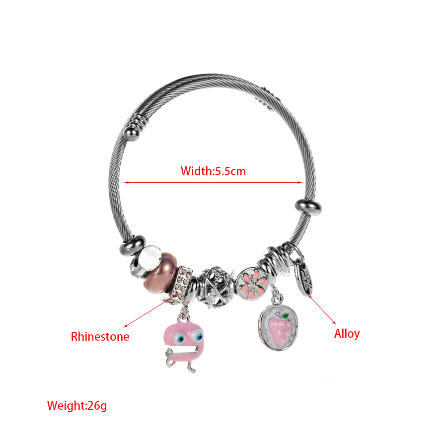 Artistique Dessin Animé Fraise Alliage Placage Incruster Strass Plaqué Argent Femmes Bracelet display picture 1