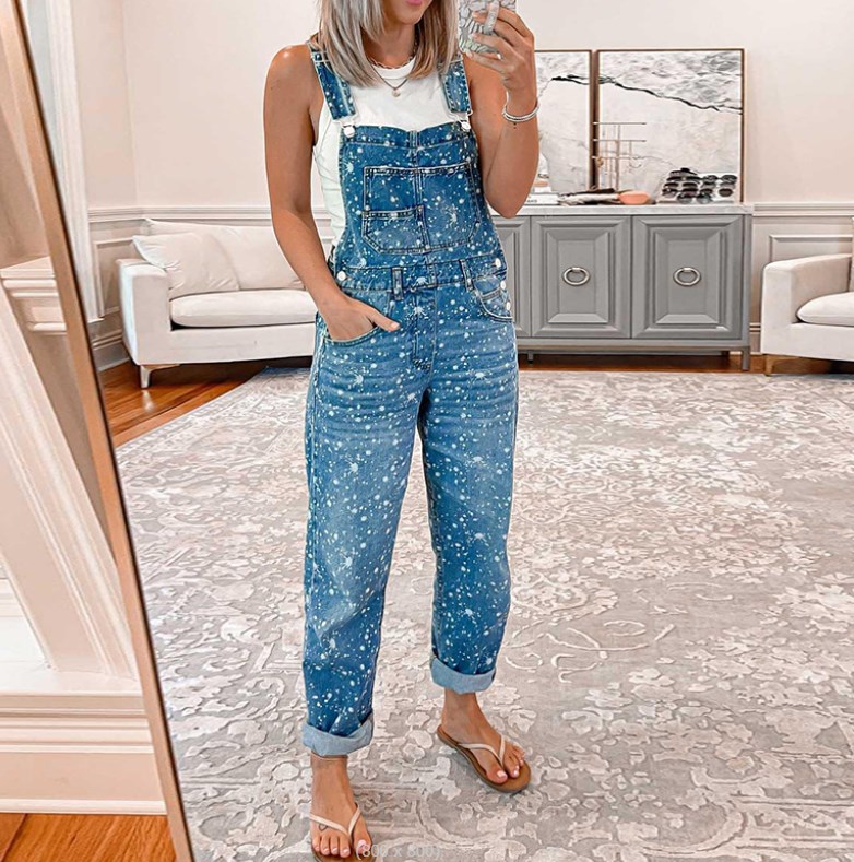 Women's Holiday Streetwear Solid Color Full Length Jeans Overalls display picture 1