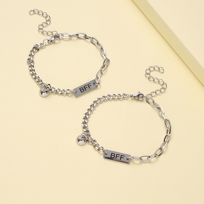 1 Pair Fashion Letter Stainless Steel Handmade Bracelets display picture 2