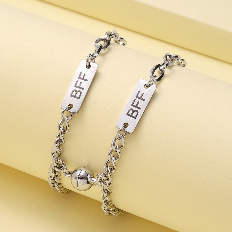 1 Pair Fashion Letter Stainless Steel Handmade Bracelets display picture 3