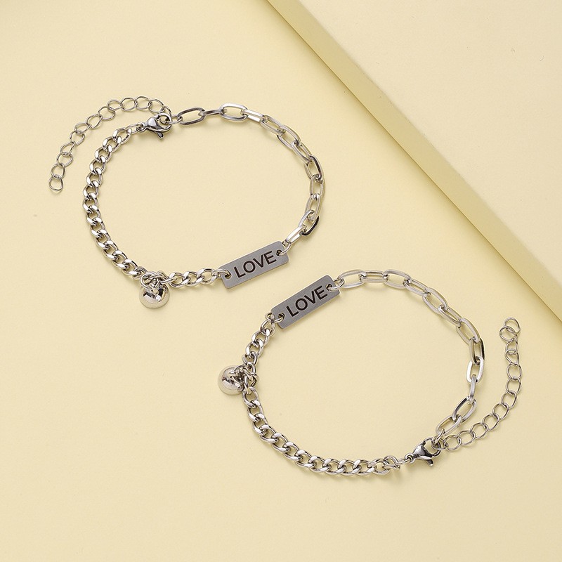 1 Pair Fashion Letter Stainless Steel Handmade Bracelets display picture 4