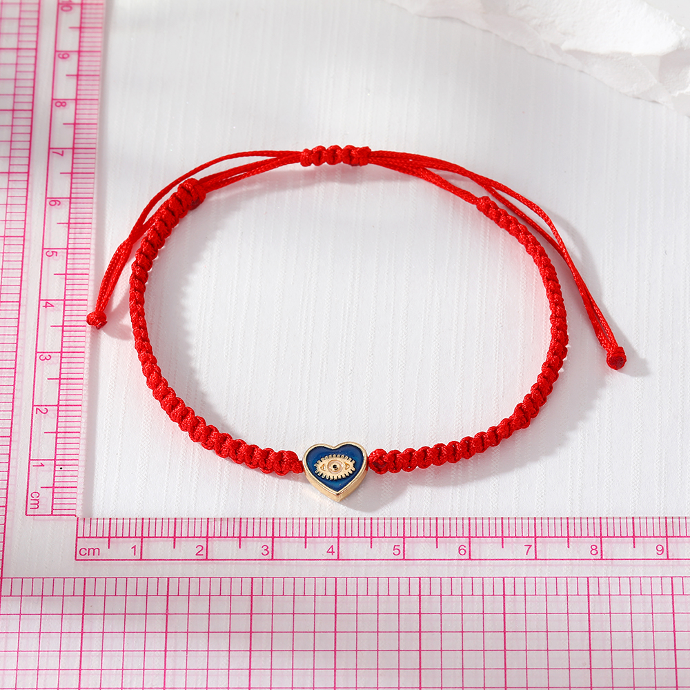 1 Piece Casual Devil's Eye Heart Shape Alloy Rope Knitting Enamel Women's Bracelets display picture 9