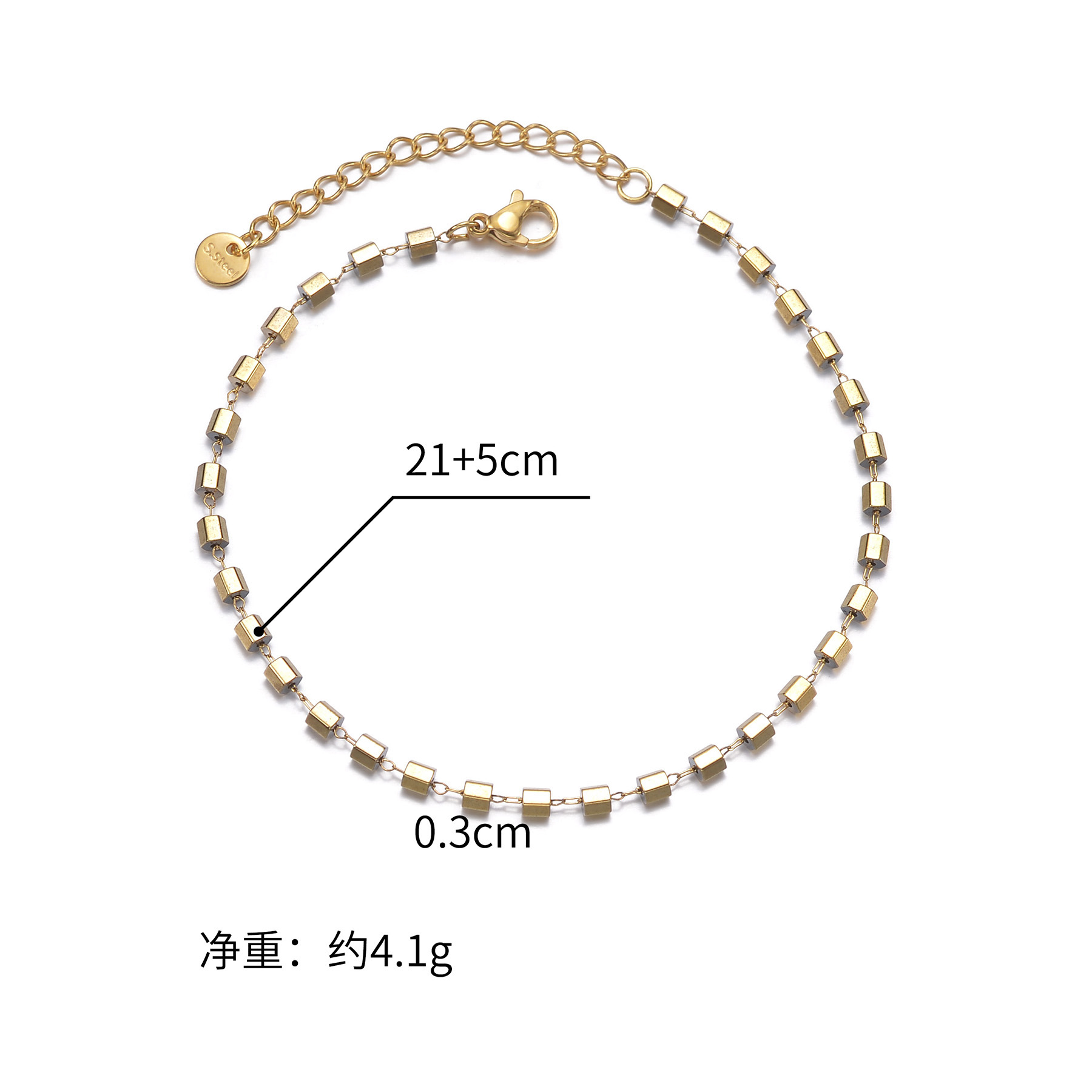 1 Piece Vacation Hexagon Heart Shape Stainless Steel Plating 14k Gold Plated Women's Anklet display picture 5