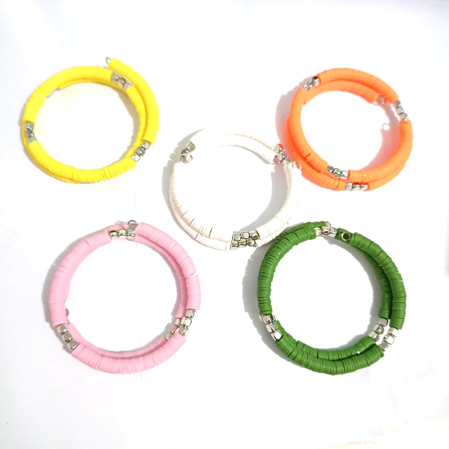 1 Piece Simple Style Round Soft Clay Beaded Handmade Women's Wristband display picture 5