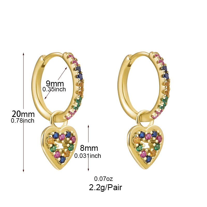 1 Paar Ins-stil Mode Herzform Schmetterling Überzug Inlay Kupfer Zirkon Vergoldet Ohrringe display picture 24