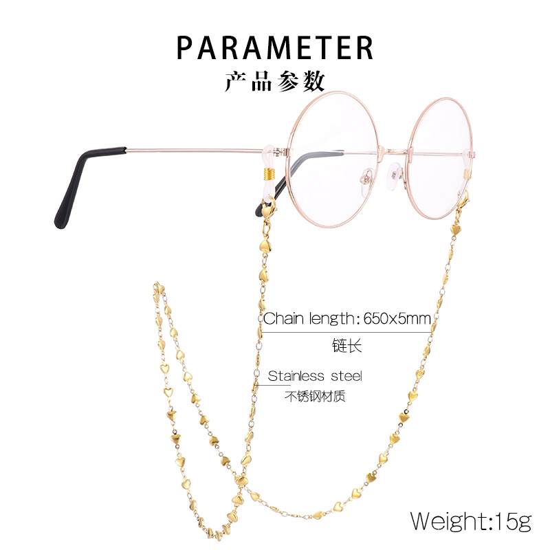 Elegant Heart Shape Stainless Steel Women's Glasses Chain display picture 17