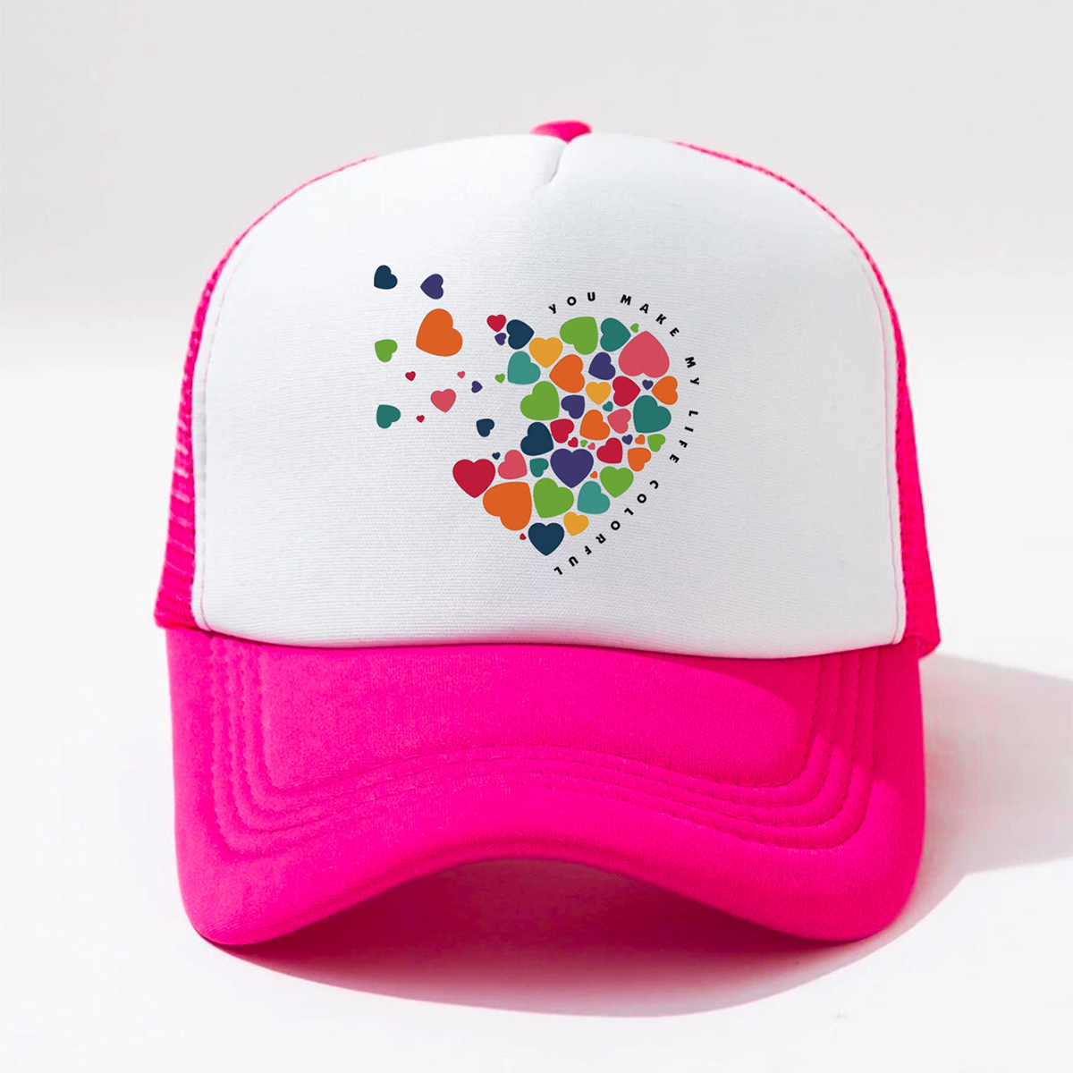 Unisex Fashion Heart Shape Printing Curved Eaves Baseball Cap display picture 2