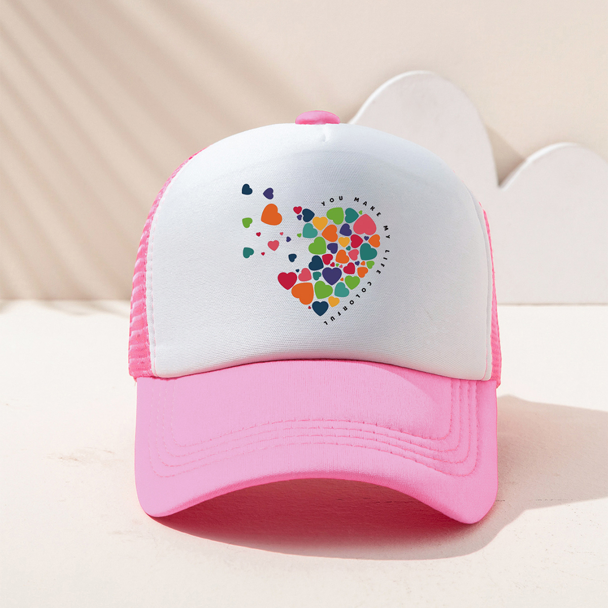 Unisex Fashion Heart Shape Printing Curved Eaves Baseball Cap display picture 5