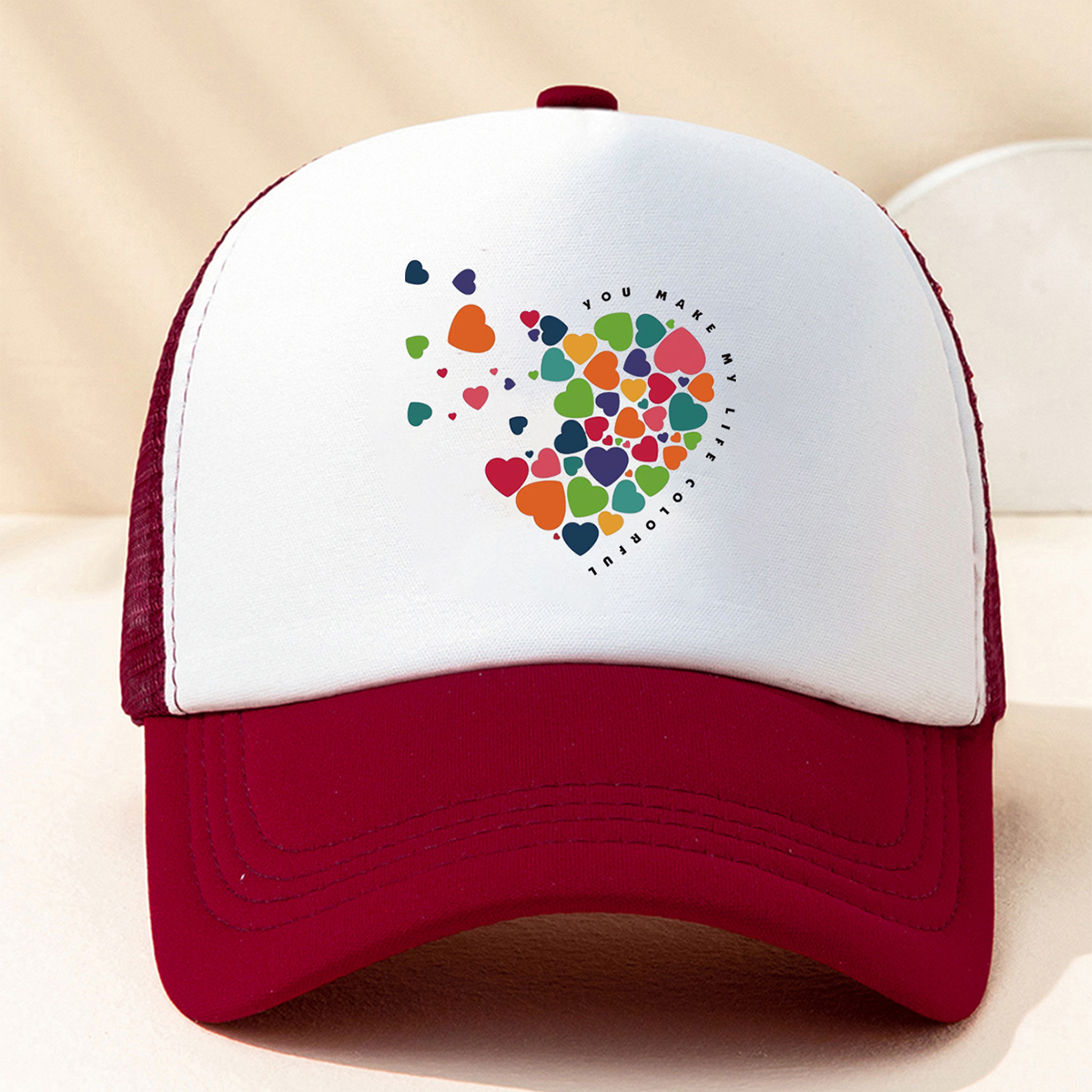 Unisex Fashion Heart Shape Printing Curved Eaves Baseball Cap display picture 6