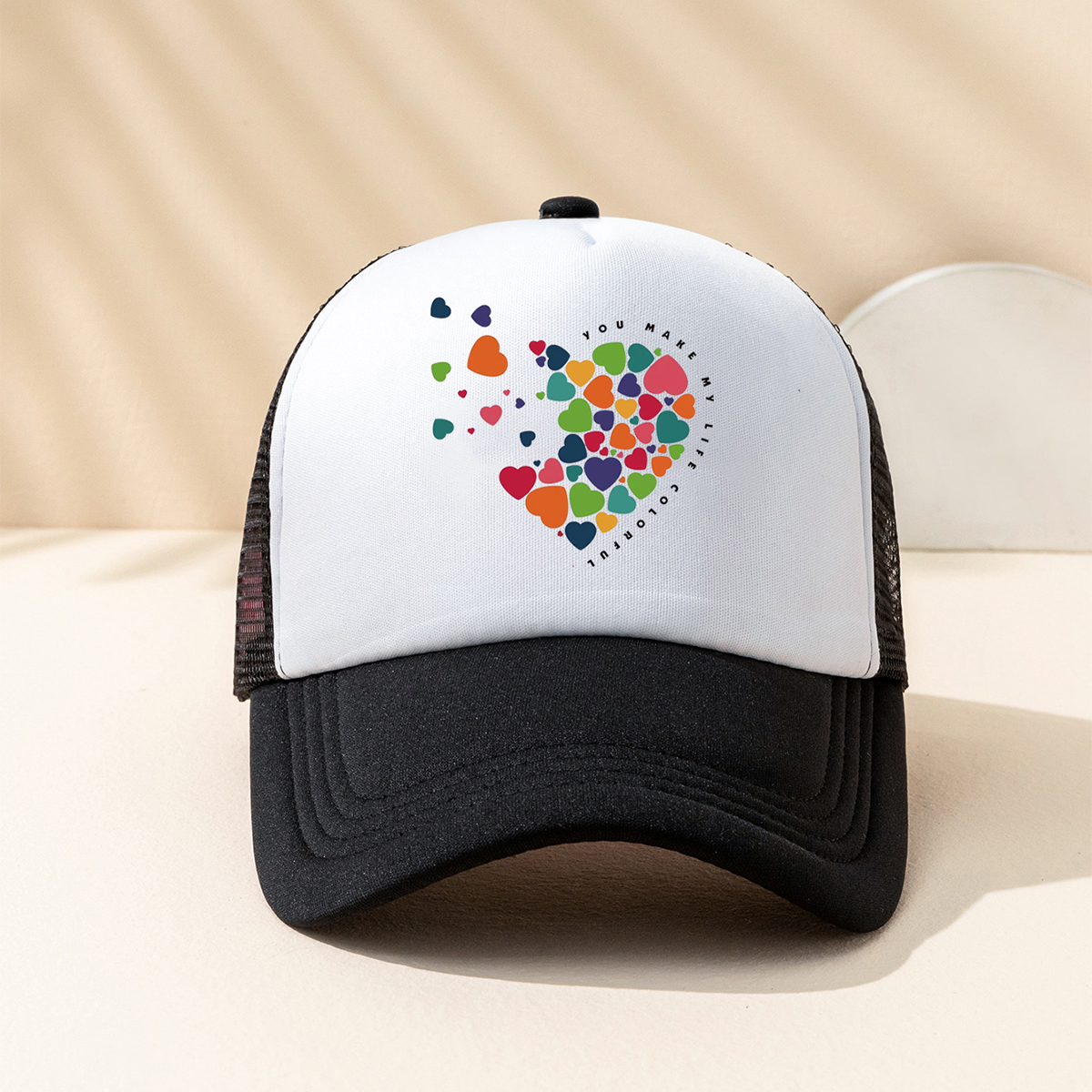 Unisex Fashion Heart Shape Printing Curved Eaves Baseball Cap display picture 7
