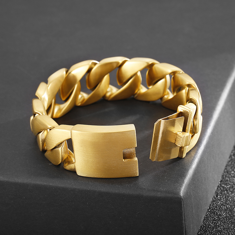 1 Piece Hip-hop Geometric Solid Color Titanium Steel Plating 18k Gold Plated Men's Bracelets display picture 5