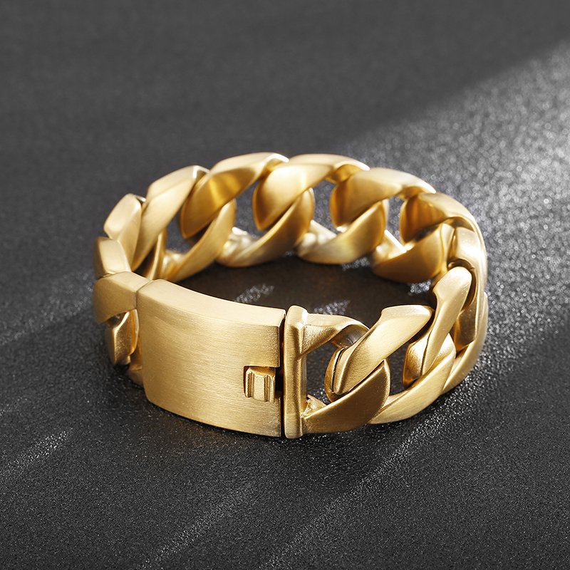 1 Piece Hip-hop Geometric Solid Color Titanium Steel Plating 18k Gold Plated Men's Bracelets display picture 2