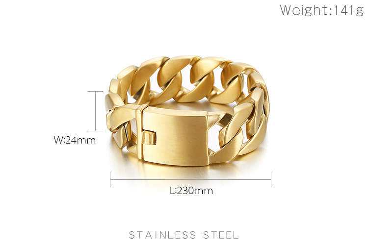 1 Piece Hip-hop Geometric Solid Color Titanium Steel Plating 18k Gold Plated Men's Bracelets display picture 1