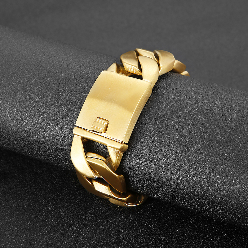 1 Piece Hip-hop Geometric Solid Color Titanium Steel Plating 18k Gold Plated Men's Bracelets display picture 11