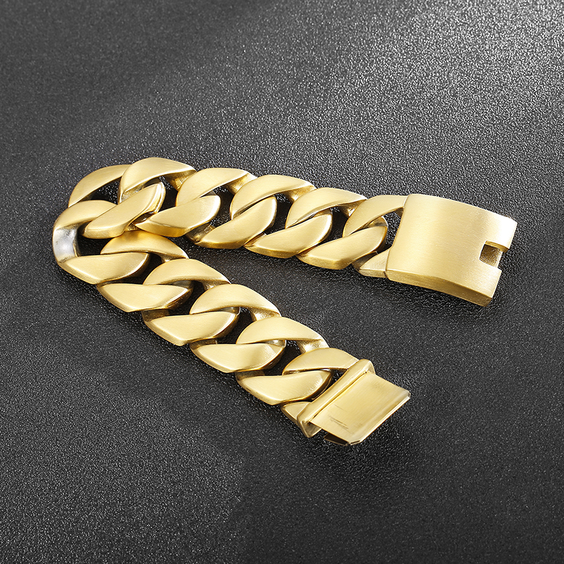 1 Piece Hip-hop Geometric Solid Color Titanium Steel Plating 18k Gold Plated Men's Bracelets display picture 13