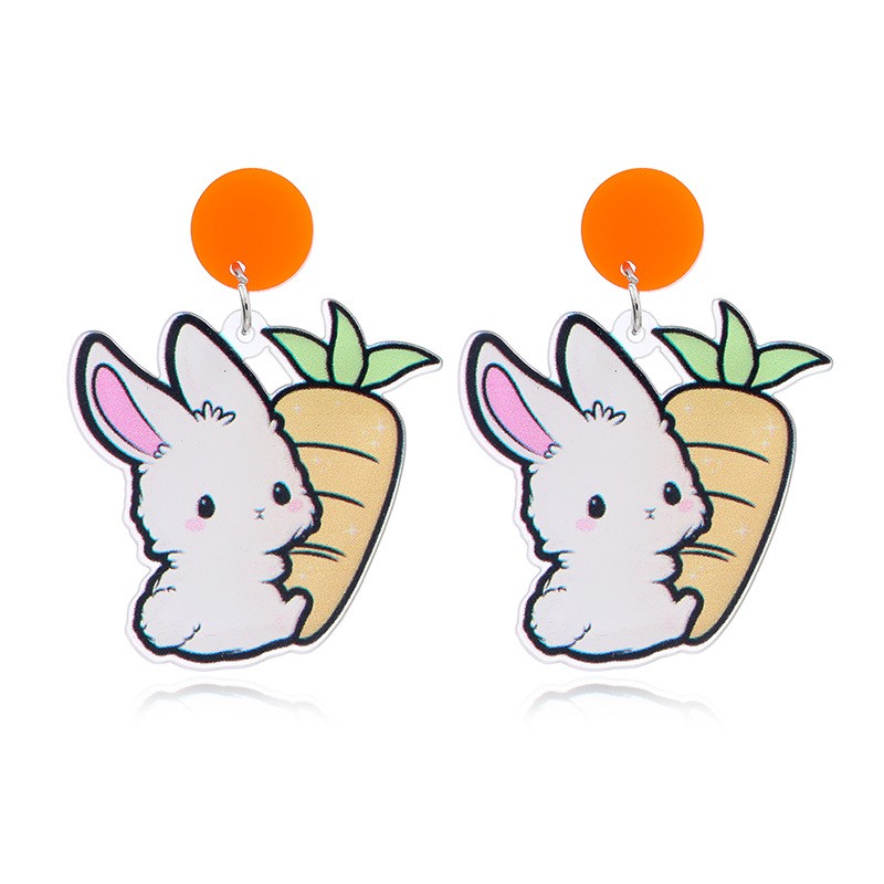 Cute Rabbit Carrot Arylic Three-dimensional Easter Women's Drop Earrings display picture 4