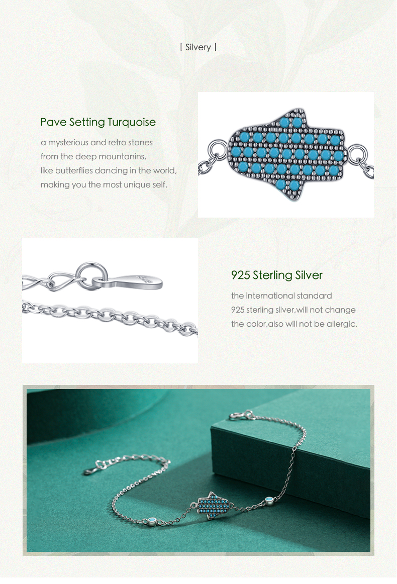 Vintage Style Palm Sterling Silver Plating Inlay Turquoise Rhodium Plated Bracelets display picture 6