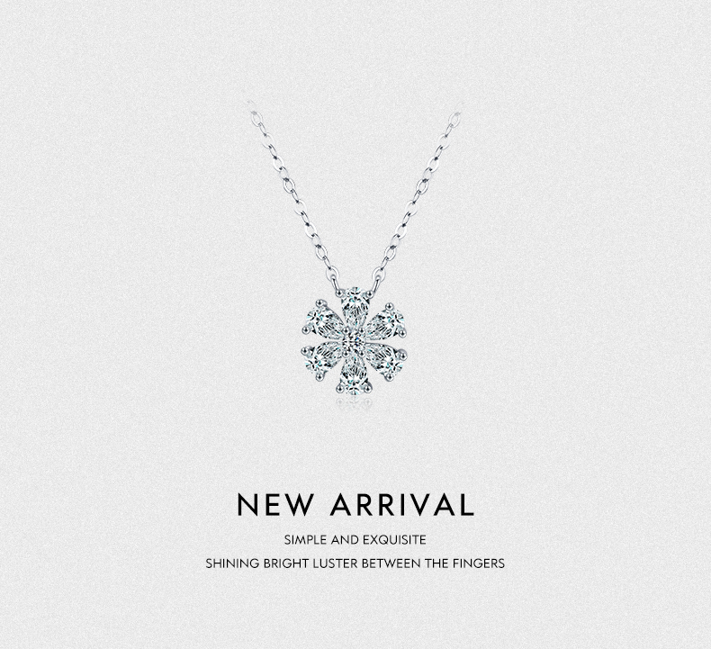 Elegant Flower Sterling Silver Plating Inlay Zircon Rhodium Plated Pendant Necklace display picture 2