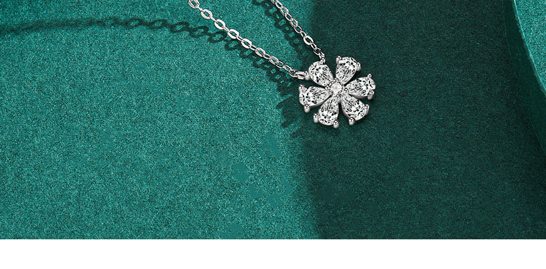 Elegant Flower Sterling Silver Plating Inlay Zircon Rhodium Plated Pendant Necklace display picture 8