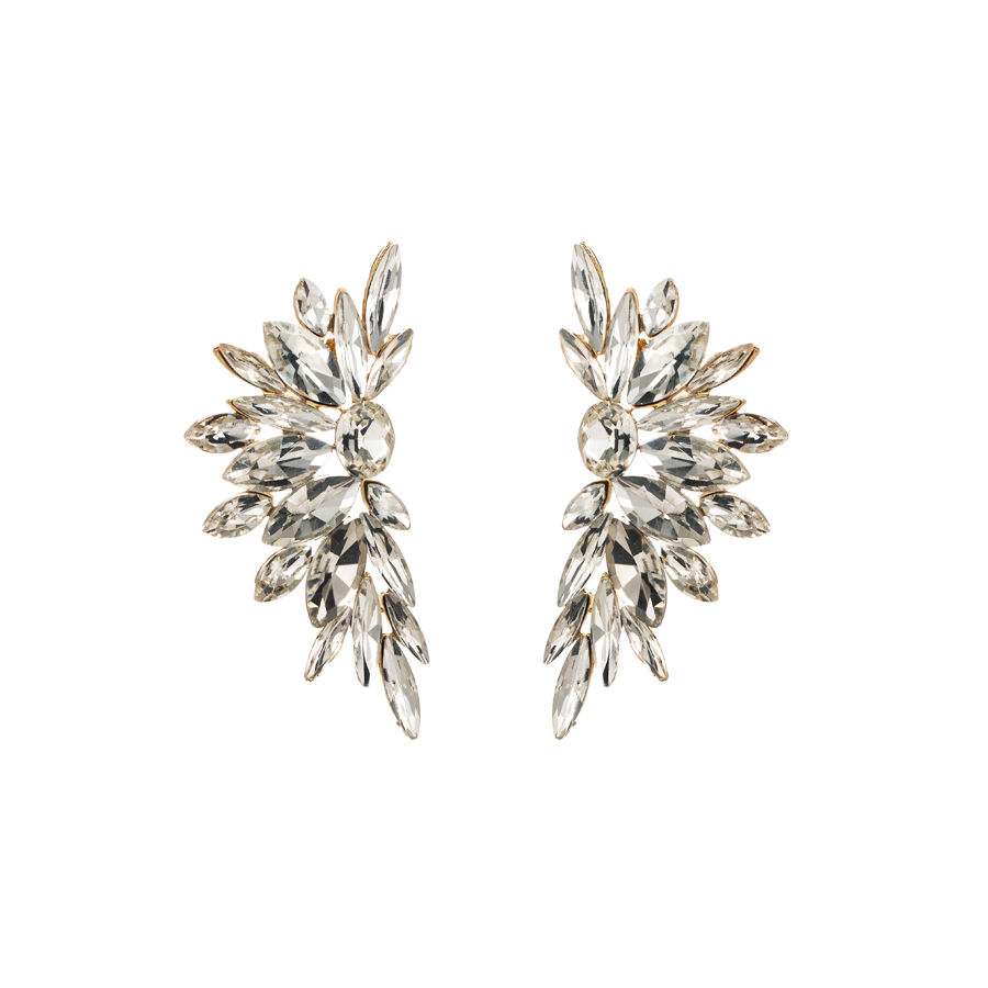 1 Paire Style Baroque Fleur Placage Incruster Alliage Strass Verre Plaqué Or Boucles D'oreilles display picture 6