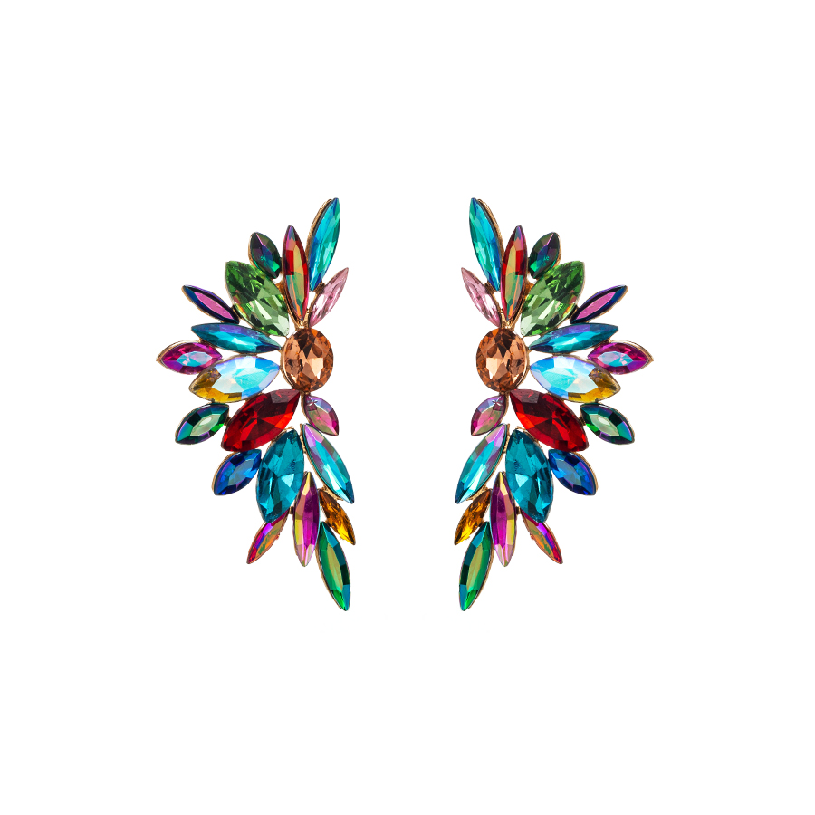 1 Paire Style Baroque Fleur Placage Incruster Alliage Strass Verre Plaqué Or Boucles D'oreilles display picture 7