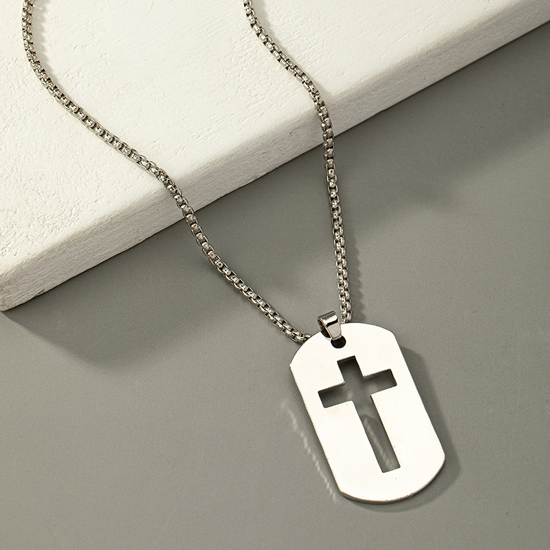 Retro Punk Cross Square Alloy Plating Women's Pendant Necklace display picture 1