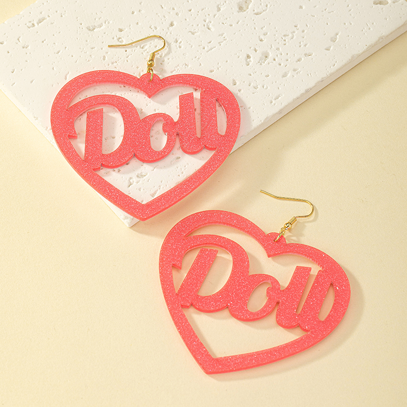 Korean Style Letter Heart Shape Arylic Plating Hollow Out Women's Drop Earrings display picture 4