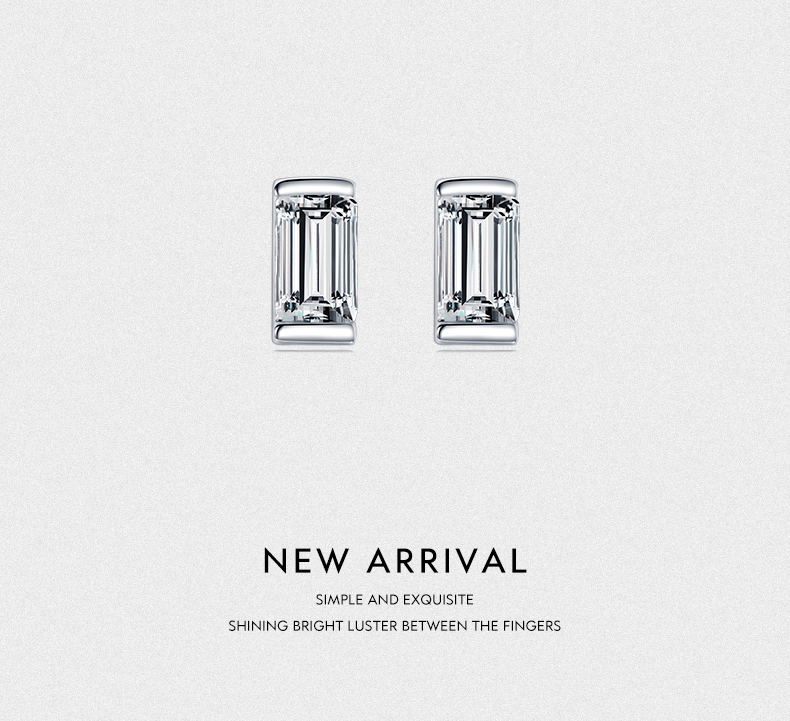 1 Pair Simple Style Rectangle Sterling Silver Plating Inlay Zircon 14k Gold Plated Rhodium Plated Ear Studs display picture 2