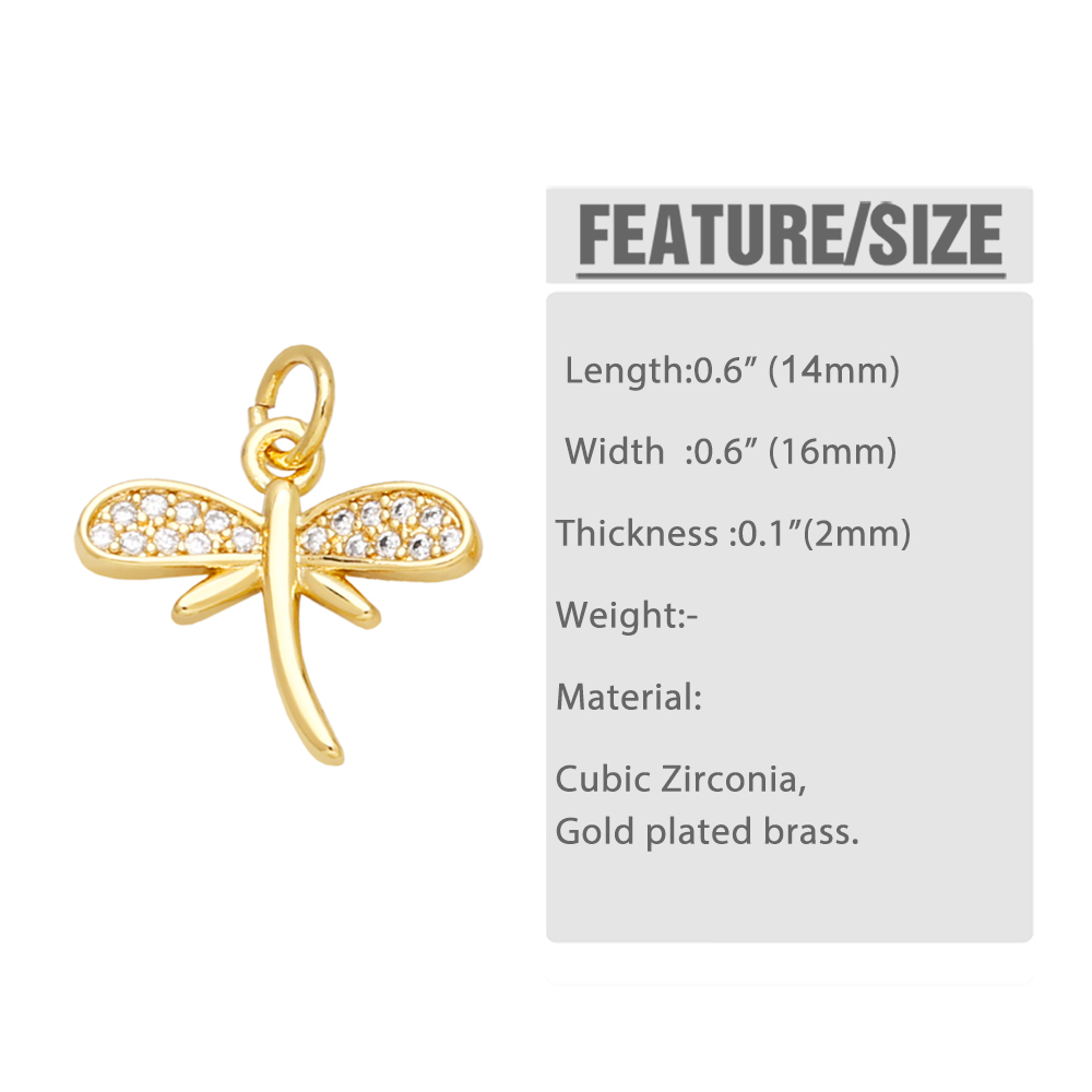 Ins Style Leaf Devil's Eye Dragonfly Copper Plating Inlay Zircon 18k Gold Plated Pendants Jewelry Accessories display picture 1