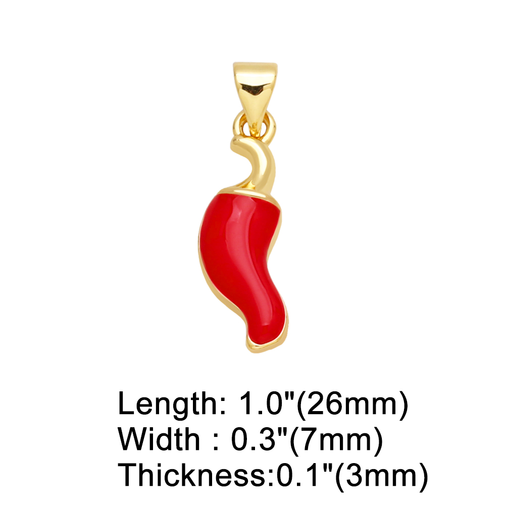 Cute Simple Style Vegetable Pepper Copper Enamel Plating 18k Gold Plated Pendants Jewelry Accessories display picture 3