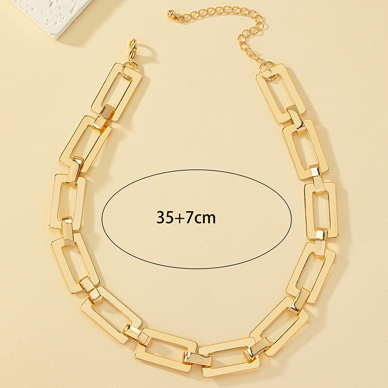 Wholesale Jewelry Hip-hop Punk Solid Color Rectangle Alloy Necklace display picture 2
