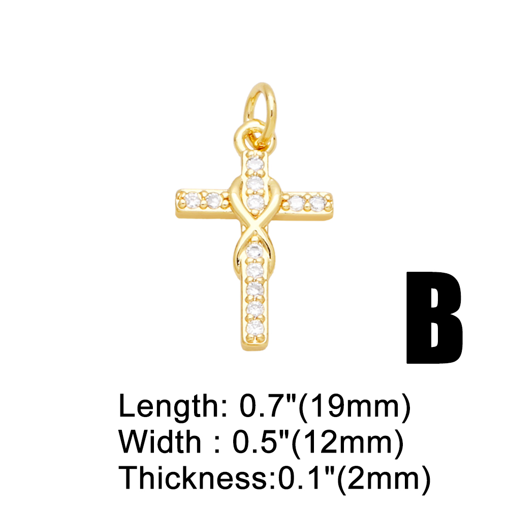 Ins Style Cross Angel Heart Shape Copper Plating Zircon 18k Gold Plated Pendants Jewelry Accessories display picture 5